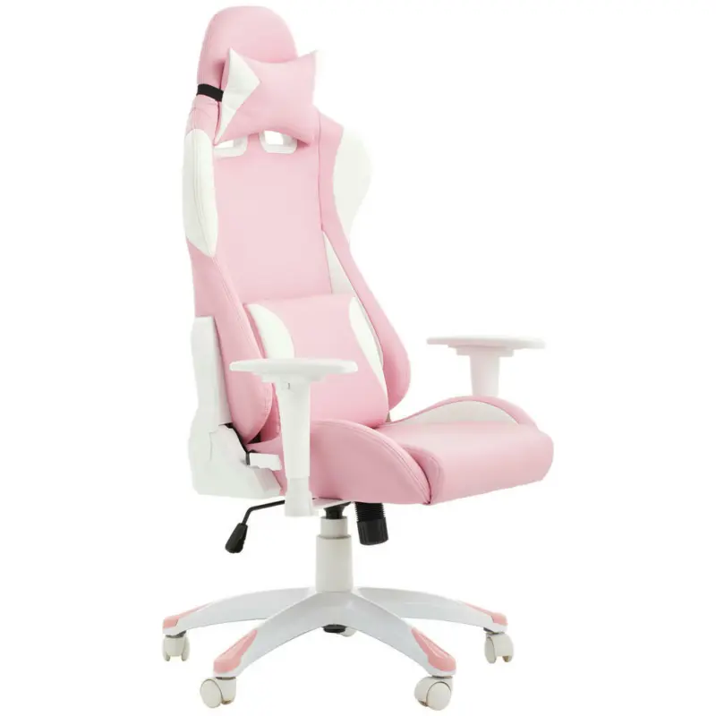 Gamingstuhl in Lederlook Wei&szlig;, Pink