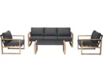 Hornbach Gartenmöbelset Garden Place Jane 5 -Sitzer bestehend aus: Tisch,2 Sessel, Sofa, inkl. Auflagen Aluminium grau