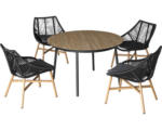 Hornbach Gartenmöbelset Garden Place Nadja 4 -Sitzer bestehend aus: Tisch,4 Sessel inkl. Auflagen Aluminium schwarz