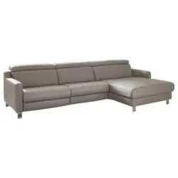 Ecksofa in Echtleder Grau