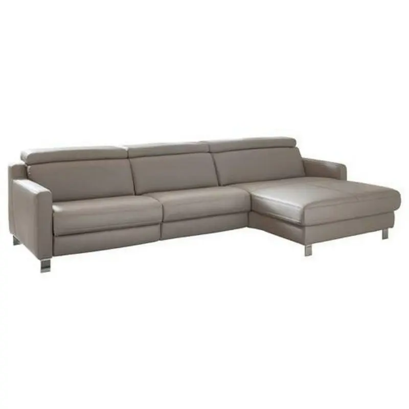 Ecksofa in Echtleder Grau