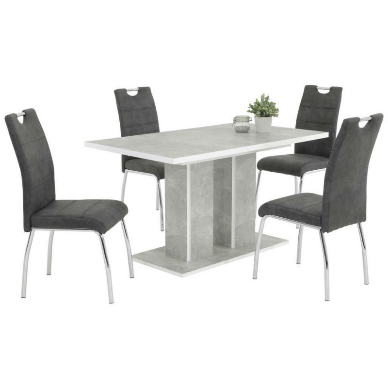 Tischgruppe in Metall, Textil, Holzwerkstoff Anthrazit, Grau