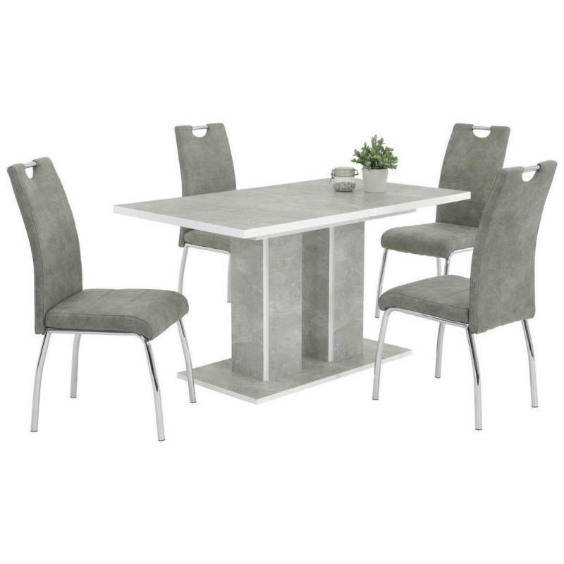 Tischgruppe in Metall, Textil, Holzwerkstoff Grau, Dunkelgrau