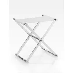 Klapphocker in Metall, Textil Weiß, Chromfarben