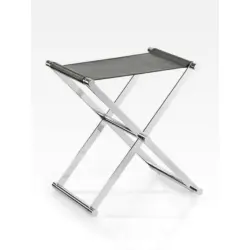 Klapphocker in Metall, Textil Schwarz, Chromfarben