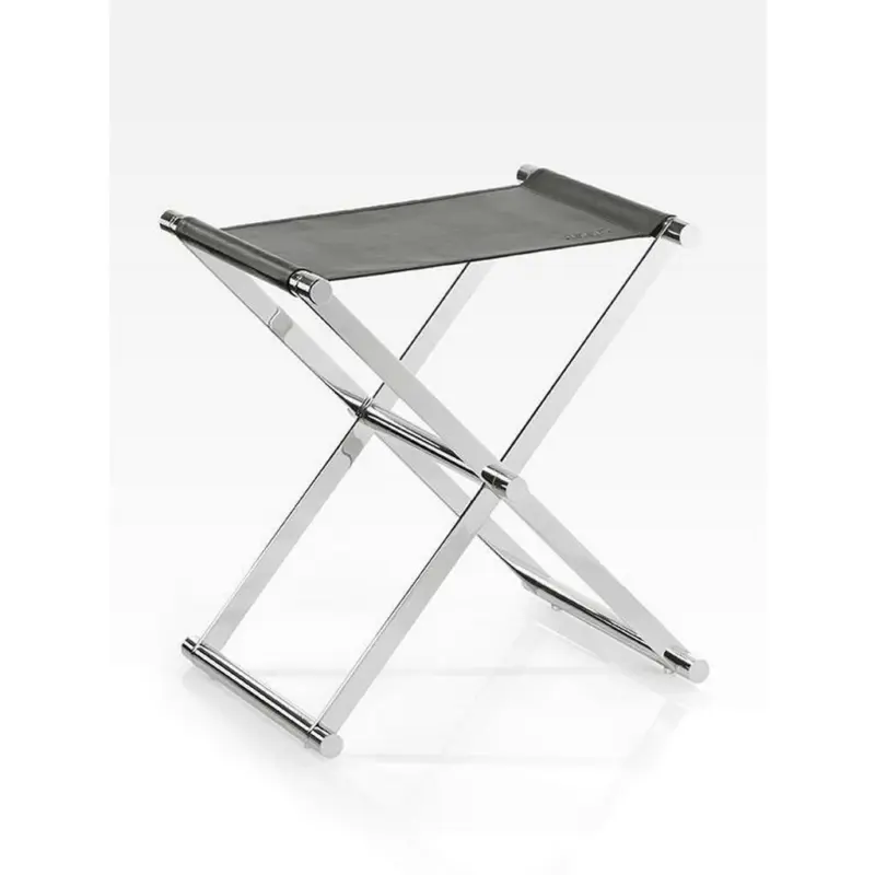 Klapphocker in Metall, Textil Schwarz, Chromfarben