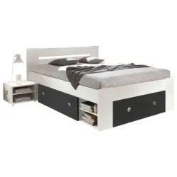 Bettanlage 140/200 cm in Graphitfarben, Weiß