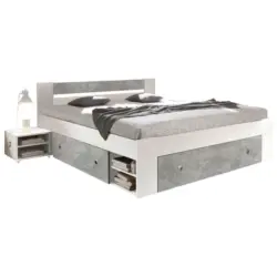 Bettanlage 180/200 cm in Grau, Weiß