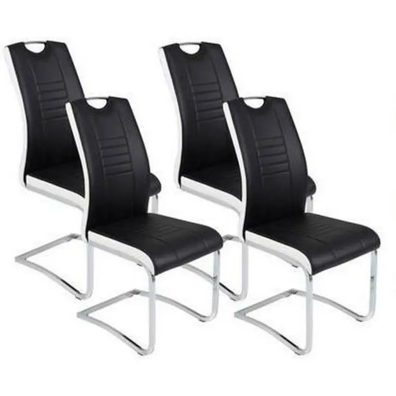 Schwingstuhl-Set 4 Stück in Stahl Lederlook