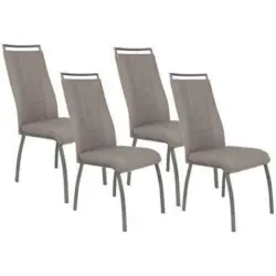 Stuhl-Set 4 Stück in Stahl Webstoff