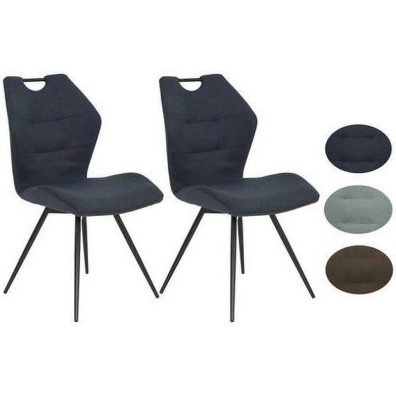 Stuhl-Set 2 Stück in Stahl Webstoff