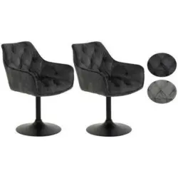 Armlehnstuhl-Set 2 Stück in Stahl Samt