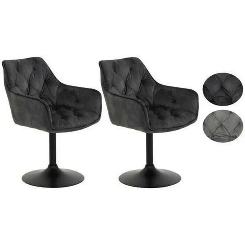 Armlehnstuhl-Set 2 Stück in Stahl Samt