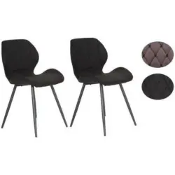 Stuhl-Set 2 Stück in Stahl Mikrofaser