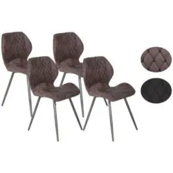 Stuhl-Set 4 Stück in Stahl Mikrofaser