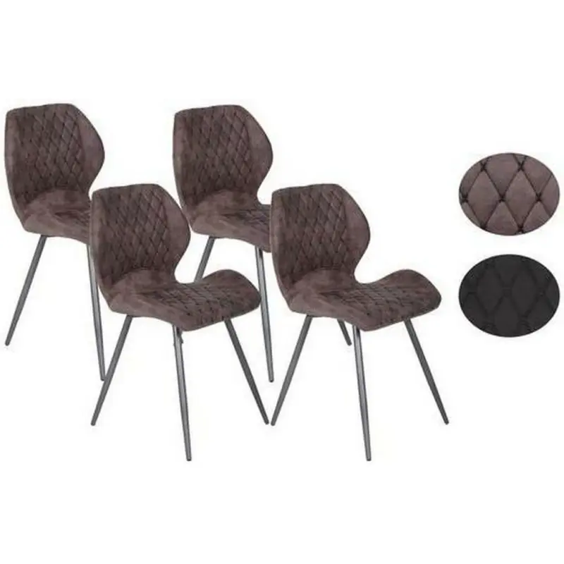 Stuhl-Set 4 Stück in Stahl Mikrofaser