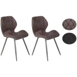Stuhl-Set 2 Stück in Stahl Mikrofaser