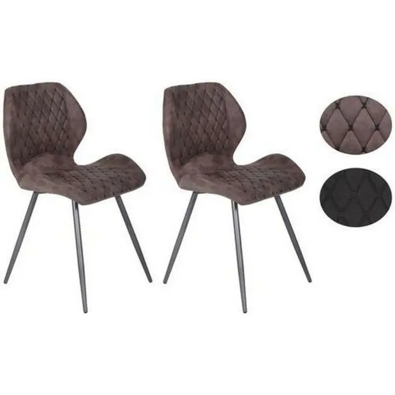 Stuhl-Set 2 Stück in Stahl Mikrofaser