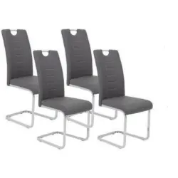 Schwingstuhl-Set 4 Stück in Stahl Lederlook