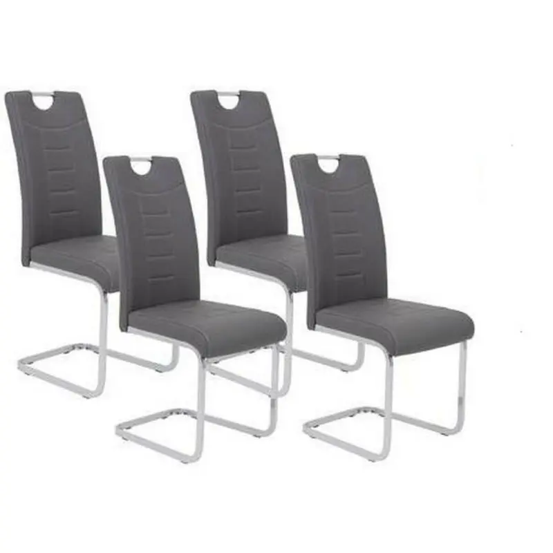 Schwingstuhl-Set 4 Stück in Stahl Lederlook