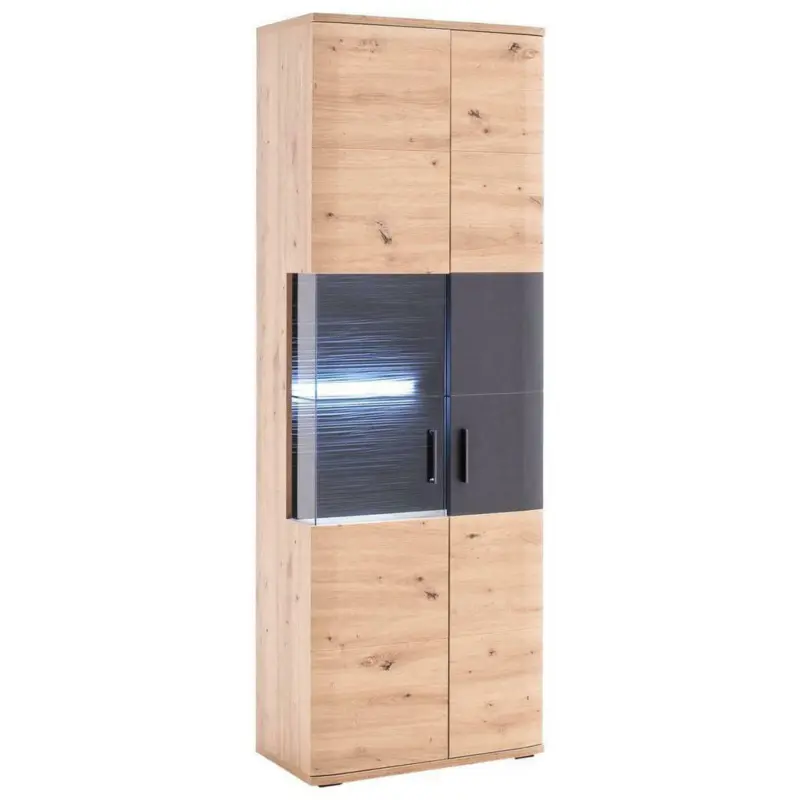 Vitrine in Anthrazit, Eichefarben