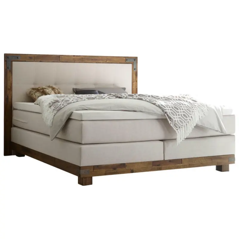 Boxspringbett 180/200 cm in Akaziefarben, Beige