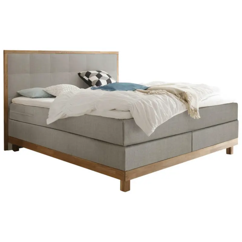Boxspringbett 160/200 cm in Grau, Eichefarben