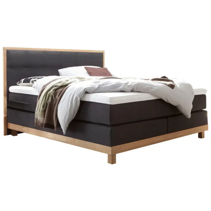 Boxspringbett 160/200 cm in Anthrazit, Eichefarben