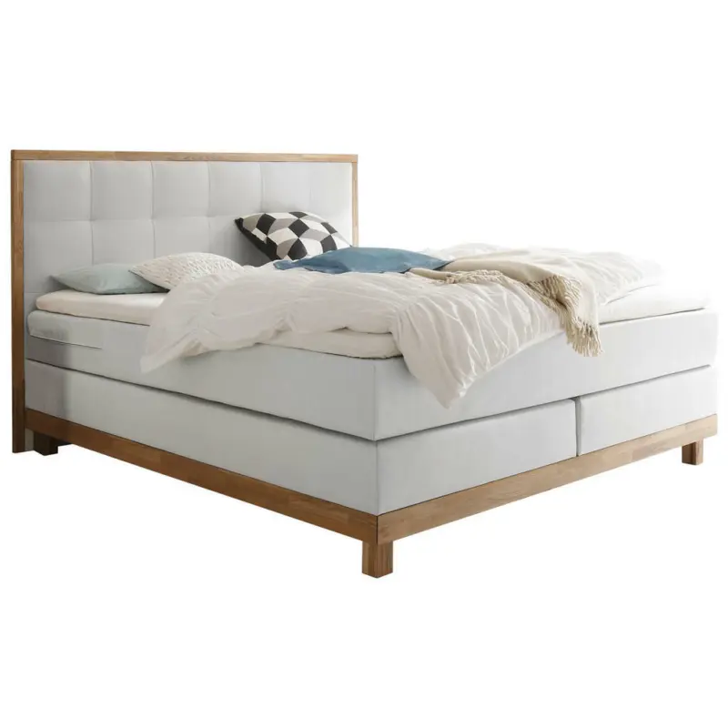 Boxspringbett 160/200 cm in Weiß, Eichefarben