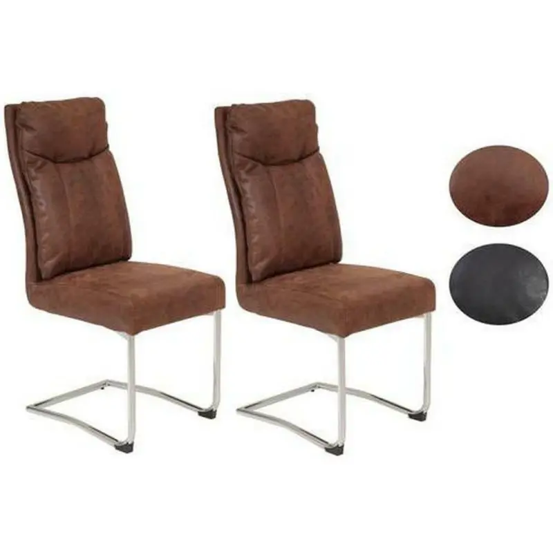 Schwingstuhl-Set 2 Stück in Stahl Mikrofaser