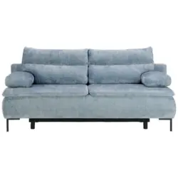 Boxspringsofa in Webstoff Blau
