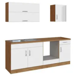 Küchenleerblock 210 cm in Weiß, Eichefarben