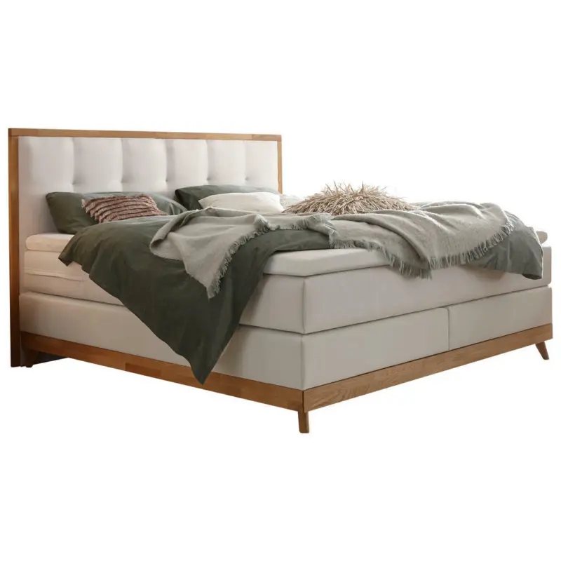 Boxspringbett 160/200 cm in Weiß, Eichefarben