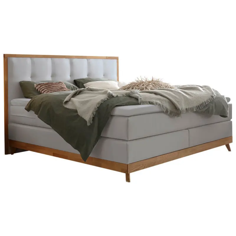 Boxspringbett 140/200 cm in Grau, Eichefarben