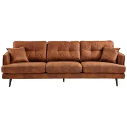 Dreisitzer-Sofa in Lederlook Cognac