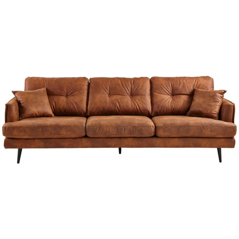Dreisitzer-Sofa in Lederlook Cognac