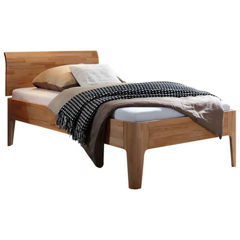Bett 90/200 cm in Buchefarben