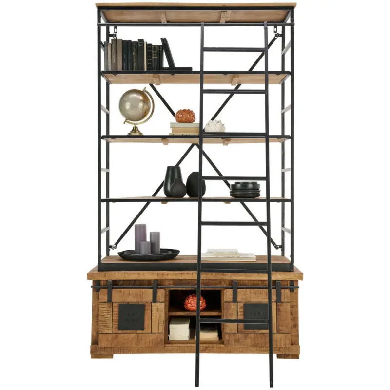 Bücherwand 127/210/45 cm Naturfarben, Schwarz