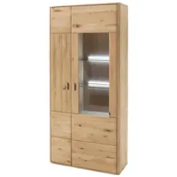 Vitrine in massiv Balkeneiche Eichefarben