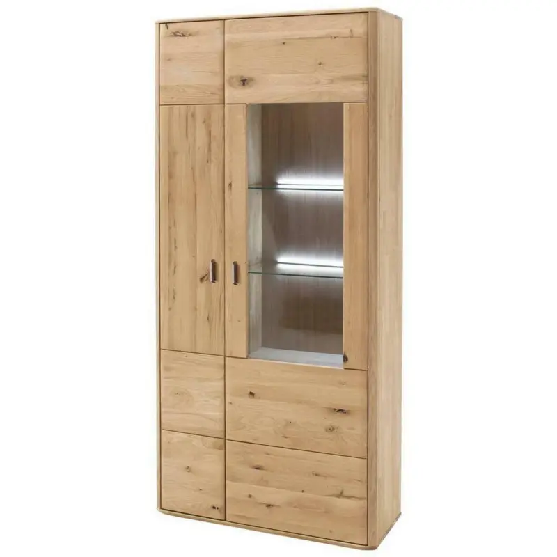 Vitrine in massiv Balkeneiche Eichefarben