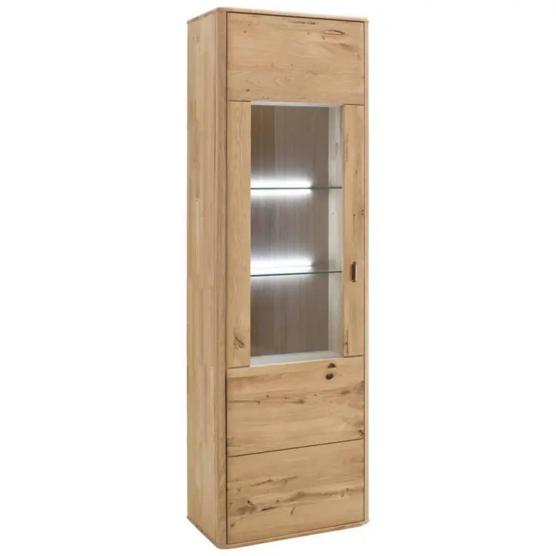 Vitrine in massiv Balkeneiche Eichefarben