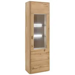 Vitrine in massiv Balkeneiche Eichefarben