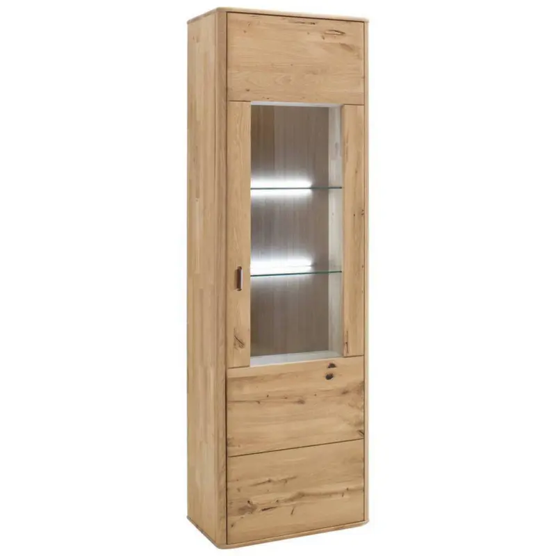 Vitrine in massiv Balkeneiche Eichefarben