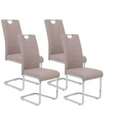 Schwingstuhl-Set 4 Stück in Stahl Lederlook