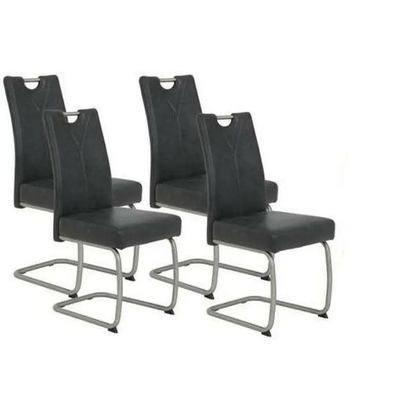 Schwingstuhl-Set 4 Stück in Edelstahl Mikrofaser