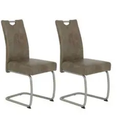 Schwingstuhl-Set 2 Stück in Edelstahl Mikrofaser