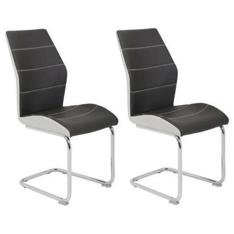 Schwingstuhl-Set 2 Stück in Stahl Lederlook