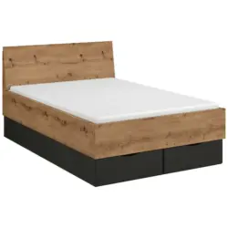 Bett 120/200 cm in Graphitfarben, Eiche Artisan