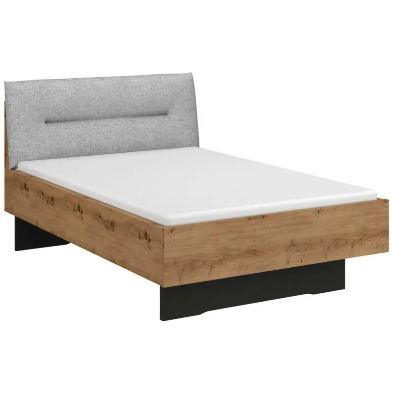 Bett 120/200 cm in Graphitfarben, Grau, Eiche Artisan