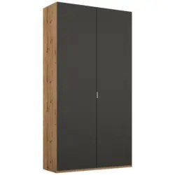 Drehtürenschrank in Graphitfarben, Eichefarben